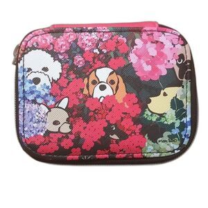 Marc Tetro Dogs and Flowers pink pill box jewelry box cosmetic travel ca…
